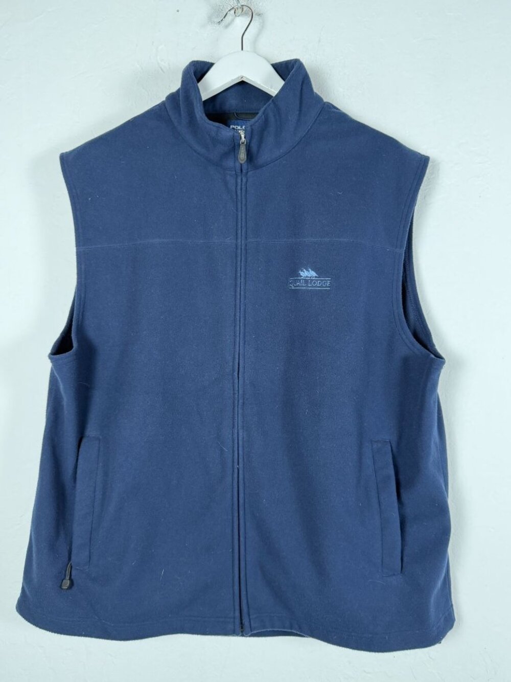 Polo Golf Ralph Lauren Mens Navy Fleece Vest Quail Lodge Carmel Embroidered XXL